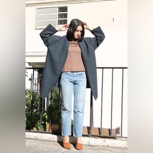 Priory Ura Boiled Wool Blend Coat Black Relaxed Fit S Made in Canada